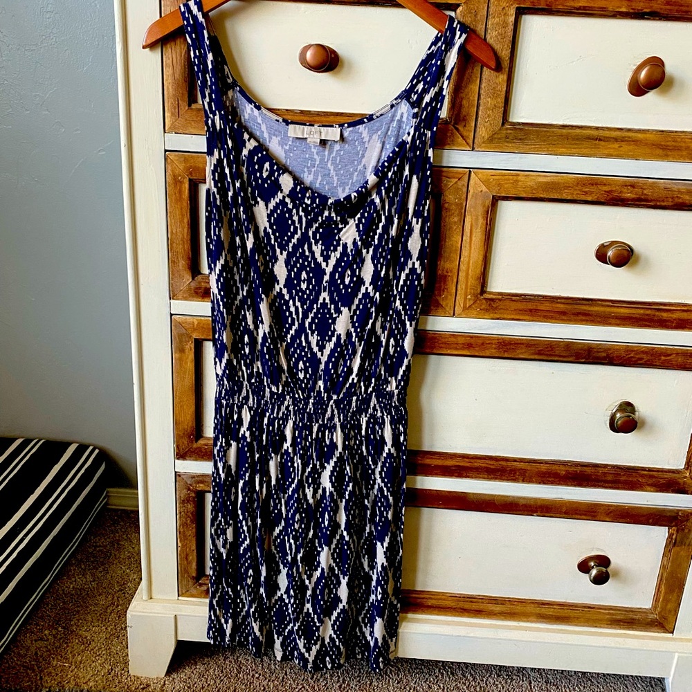 2 for $25 GUC Loft Navy and Cream Dress